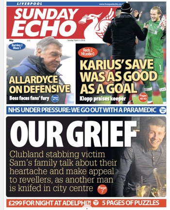 Sunday Echo Frontpage