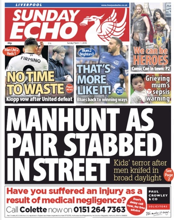 Sunday Echo Frontpage