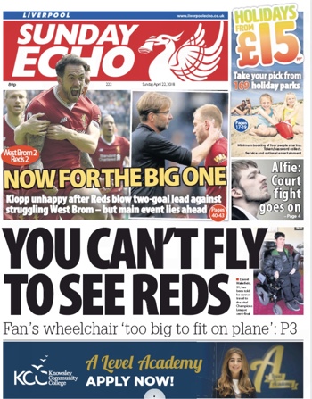 Sunday Echo Frontpage