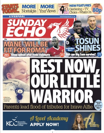 Sunday Echo Frontpage