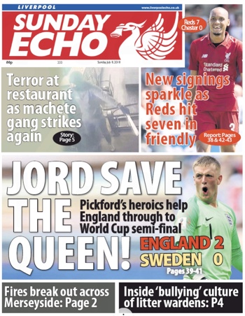 Sunday Echo Frontpage