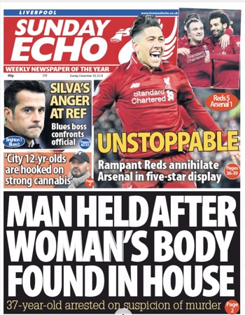 Sunday Echo Frontpage