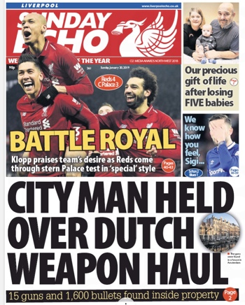 Sunday Echo Frontpage