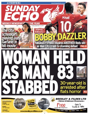 Sunday Echo Frontpage