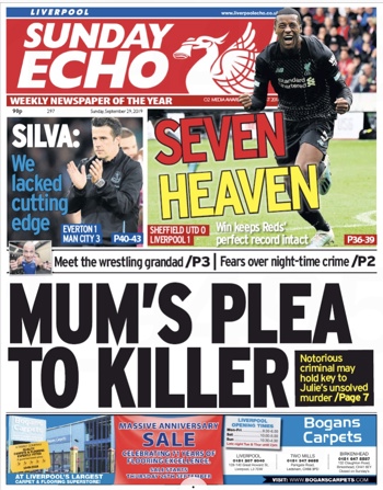 Sunday Echo Frontpage