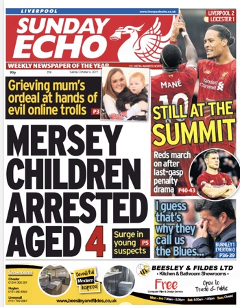 Sunday Echo Frontpage