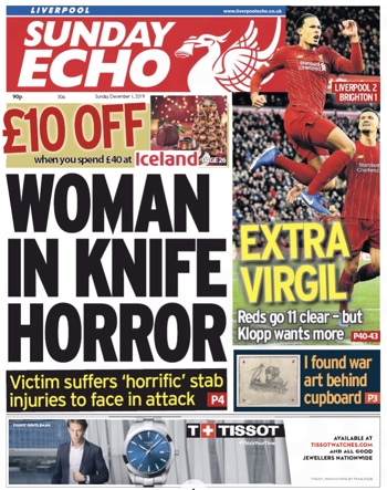 Sunday Echo Frontpage