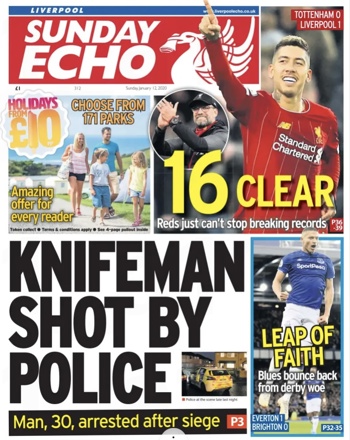 Sunday Echo Frontpage
