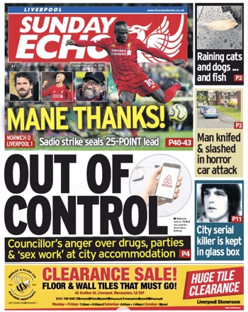 Sunday Echo Frontpage