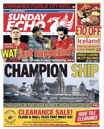 Sunday Echo Frontpage