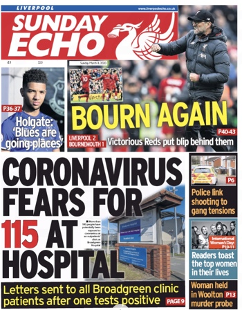 Sunday Echo Frontpage