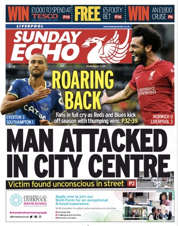 Sunday Echo Frontpage