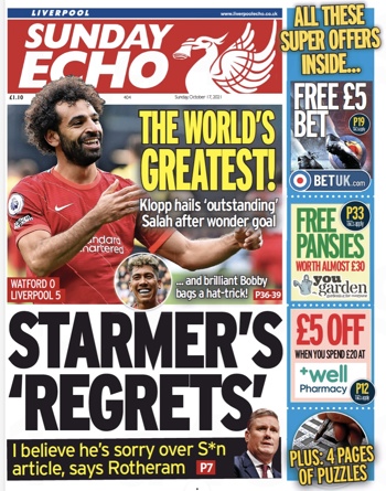Sunday Echo Frontpage