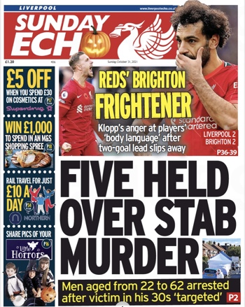 Sunday Echo Frontpage