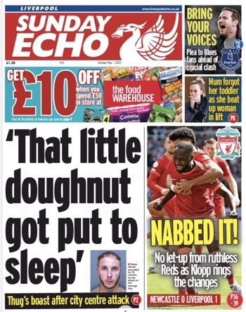 Sunday Echo Frontpage