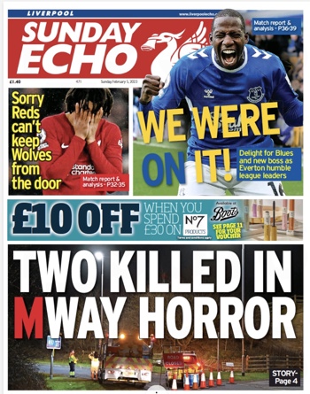 Sunday Echo Frontpage