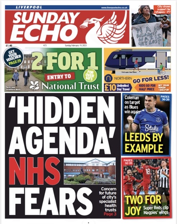 Sunday Echo Frontpage