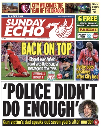 Sunday Echo Frontpage