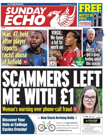 Sunday Echo Frontpage