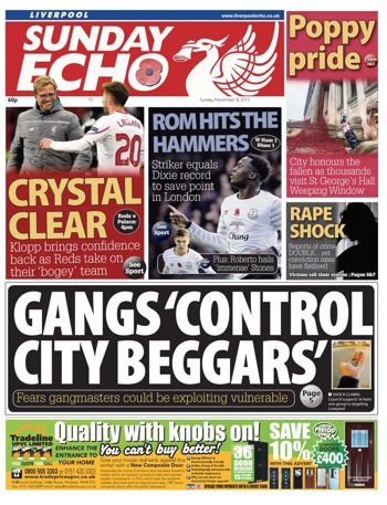 Sunday Echo Frontpage (Before match)