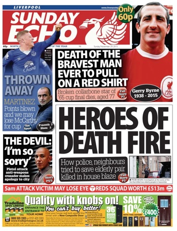 Sunday Echo Frontpage (Before match)