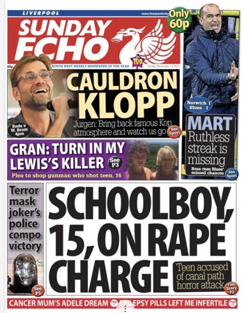 Sunday Echo Frontpage (Before match)