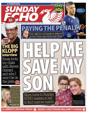 Sunday Echo Frontpage (Before match)