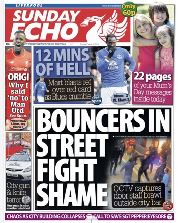 Sunday Echo Frontpage (Before match)