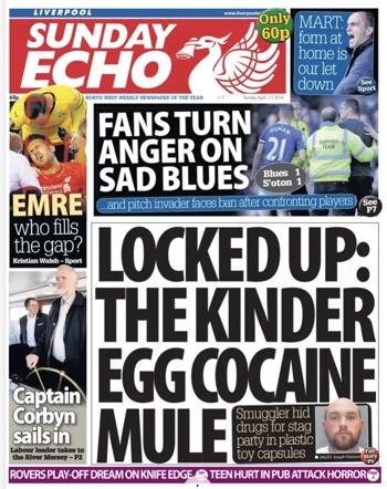 Sunday Echo Frontpage (Before match)
