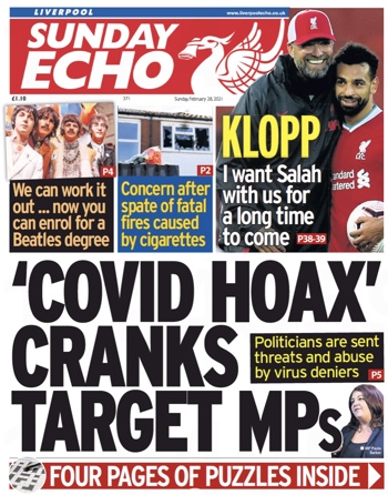 Sunday Echo Frontpage (Before)