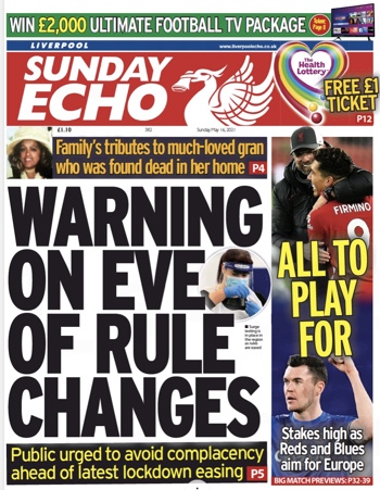 Sunday Echo Frontpage (Before match)