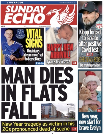 Sunday Echo Frontpage (Before match)