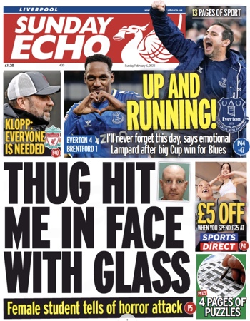 Sunday Echo Frontpage (Before match)
