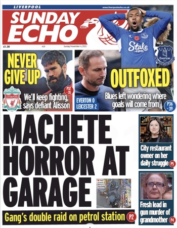 Sunday Echo Frontpage (Before match)