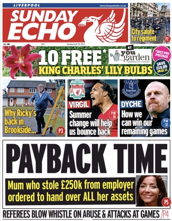 Sunday Echo Frontpage
