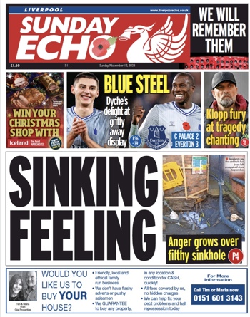 Sunday Echo Frontpage (Before match)