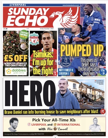 Sunday Echo Frontpage (Before match)