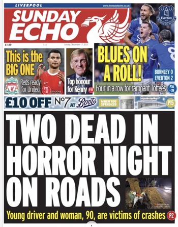 Sunday Echo Frontpage (Before match)