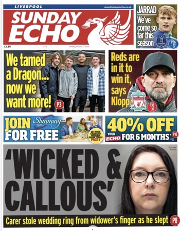 Sunday Echo Frontpage (Before match)