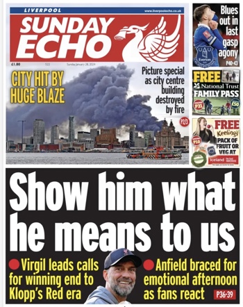 Sunday Echo Frontpage (Before match)
