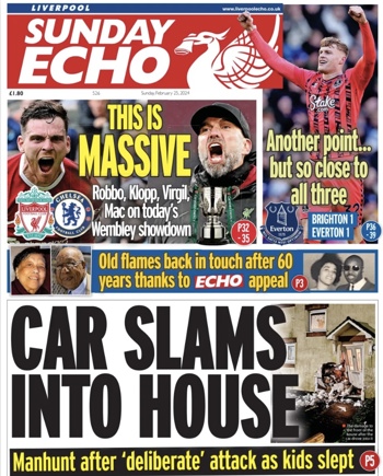 Sunday Echo Frontpage (Before match)