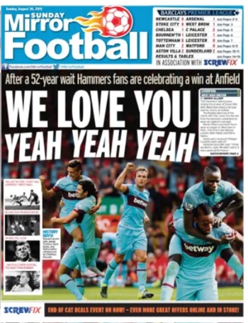 Sunday Mirror Football Cover