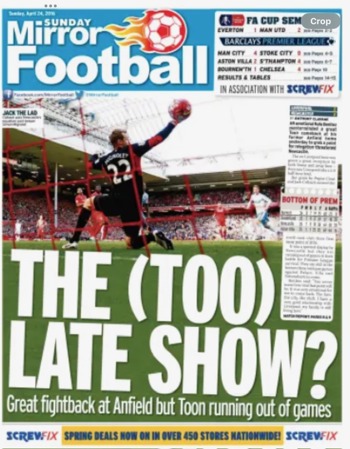 Sunday Mirror Football Cover
