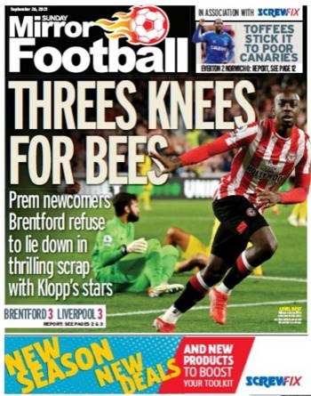 Sunday Mirror Football Cover