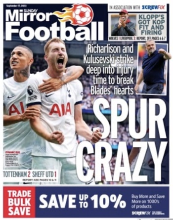 Sunday Mirror Football Cover
