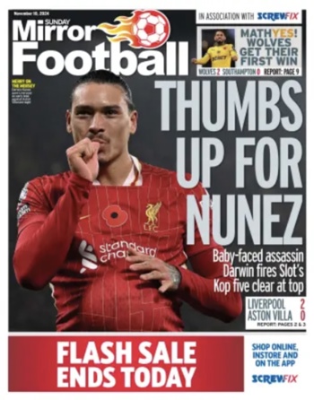 Sunday Mirror Football Cover