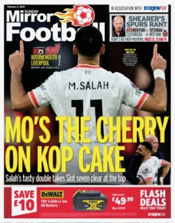 Sunday Mirror Football Cover