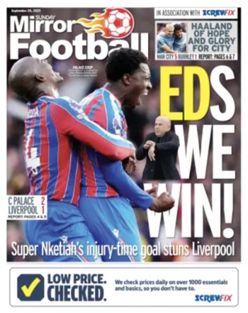 Sunday Mirror Football Cover