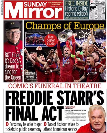 Sunday Mirror Frontpage