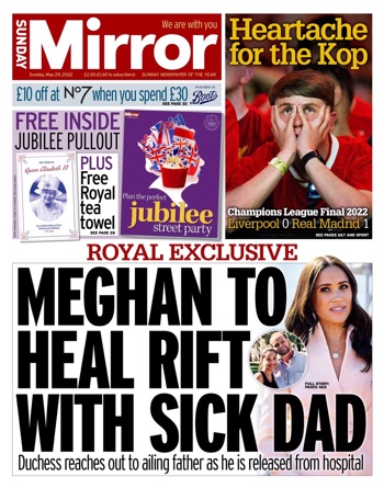 Sunday Mirror Frontpage